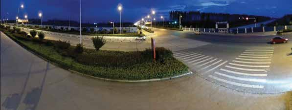 Night-time road junction captured in full colour